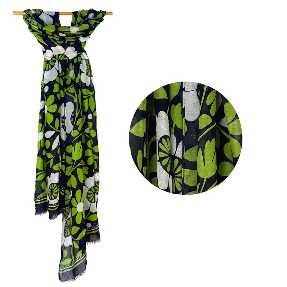 Floral Green and Black Scarf